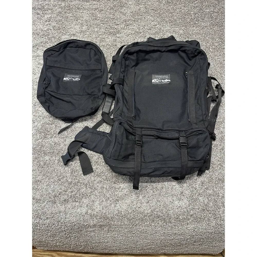 Vtg JANSPORT Made In USA Double Backpack Hiking Camping Duffle Big Bag